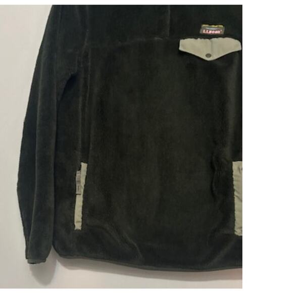 L.L.Bean Women's Hi-Pile Fleece Jacket Pullover Quarter Snap Dark Green Small - Picture 7 of 7